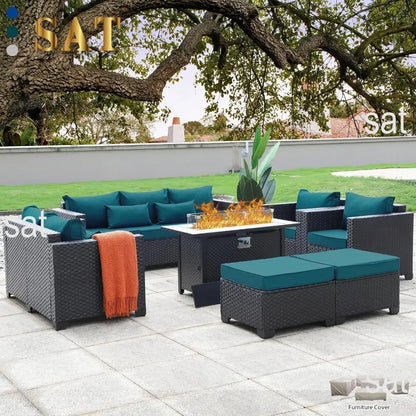 ##For Garden Furniture Set 7 PCS, Garden Fire Pit Table Patio Sets, No-Slip Cushions and Waterproof Covers, Garden Furniture Set