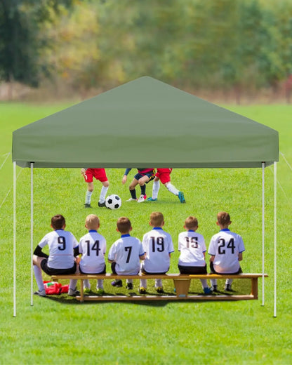 10x10 FT Pop Up Canopy Tent with 3 Adjustable Heights – Outdoor Sun Shade Shelter, 4 Sandbags & Carry Bag, for Parties & Events