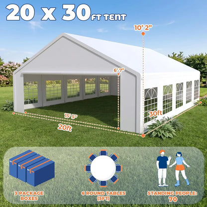 20x30 Party Tent Heavy Duty Outdoor Event Tent for Backyard White, Customized