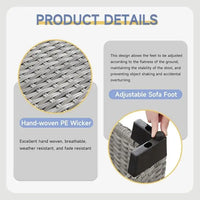 PatioLix 6 Pieces Outdoor Patio Furniture Sets with Furniture Cover, PE Rattan Wicker