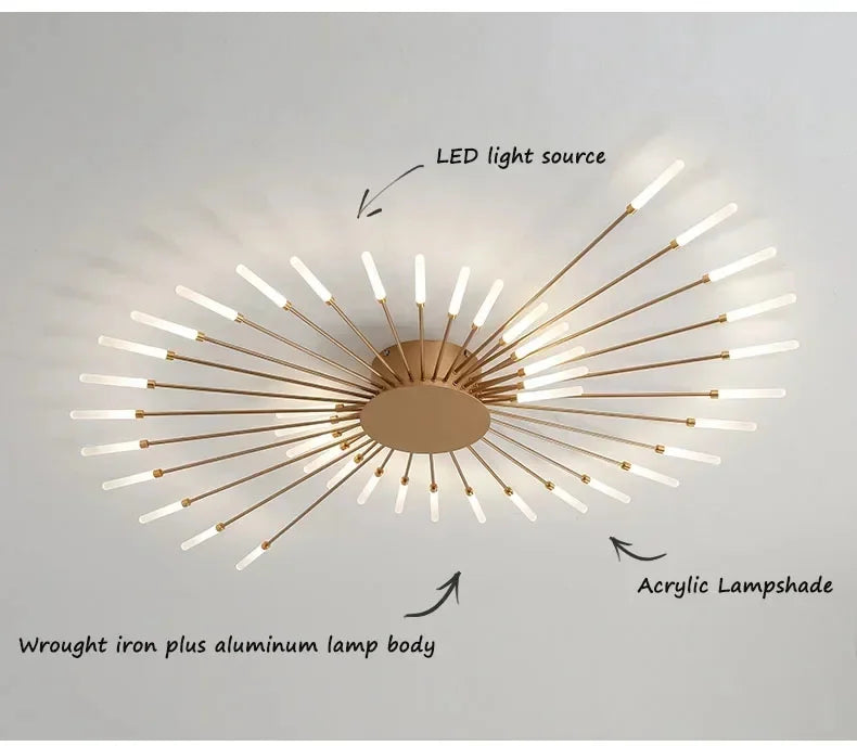 Living Room Light LED Ceiling Lamp Modern Indoor Lighting Acrylic Nordic Creative Fan-shaped Bedroom Fixture Home Decor Kid Room