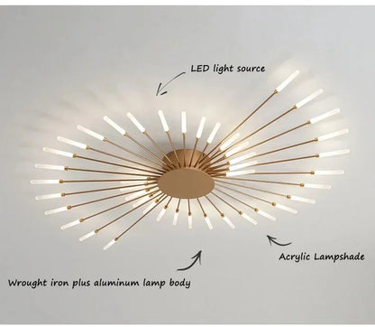 Living Room Light LED Ceiling Lamp Modern Indoor Lighting Acrylic Nordic Creative Fan-shaped Bedroom Fixture Home Decor Kid Room