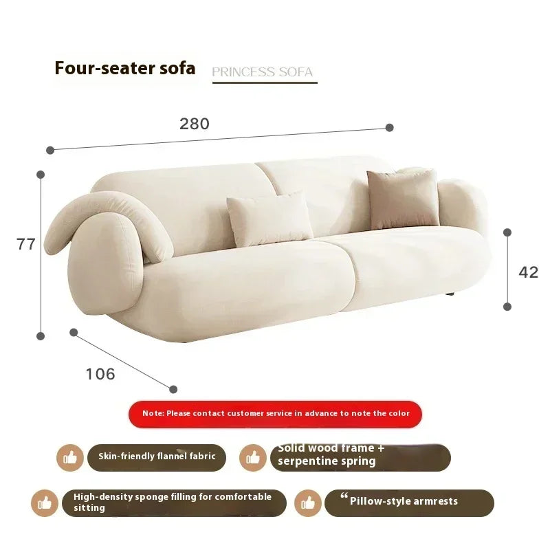 White Technology Cloth Sofa Set Modern King Size Foam Sponge Tatami Couch Large Reading Design Soft Big Bank Bedroom Furniture