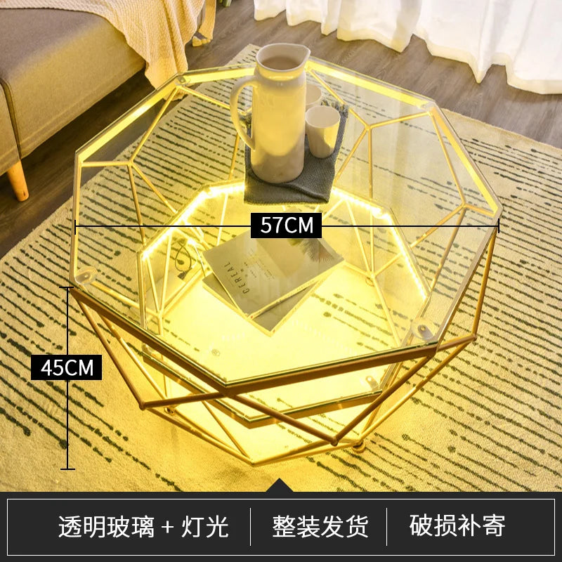 Nordic Glass Living Room Coffee Tables Light Luxury Modern Toughened Glass Bedroom Corner Table Iron Coffee Table Home Furniture
