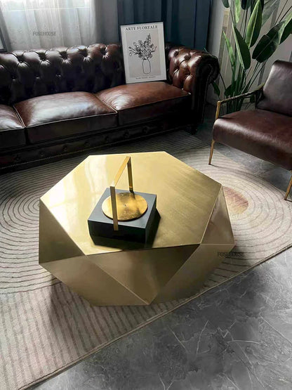 Irregularly Shaped Gold Metal Coffee Tables for Living Room Italian Luxury Side Tables Minimalist High-end Table for Office
