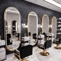 Design Modern Lightweight Luxury Oval Square Mirror Hair Salon Furniture Set Hot Sale