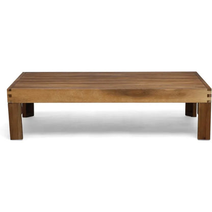 L # Alice Outdoor 5 Piece Acacia Wood Sofa Set, Teak Finish, Beige