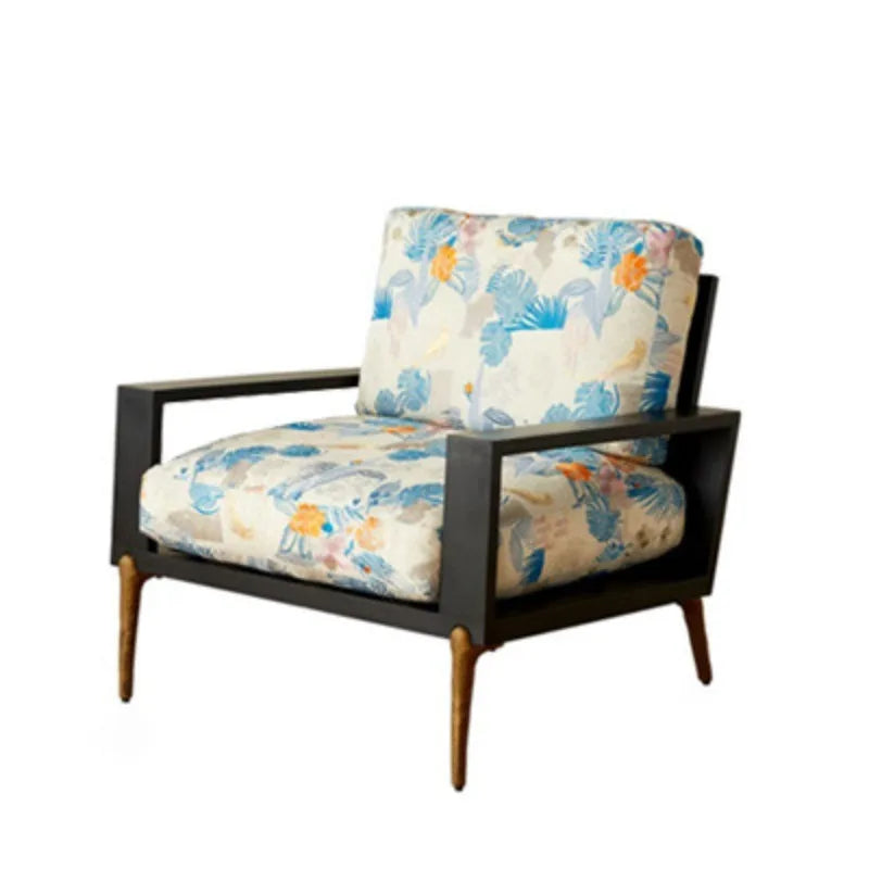 French retro solid wood sofa antique designer single living room study chair