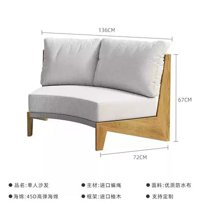 Outdoor teak rattan sofa, outdoor courtyard balcony furniture, garden waterproof and sun protection design