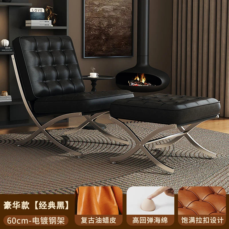 Black Metal Living Room Chairs Balcony Throne Relax Reading Modern Room Decor Fashion Chairs Comfortable Sillones Home Design