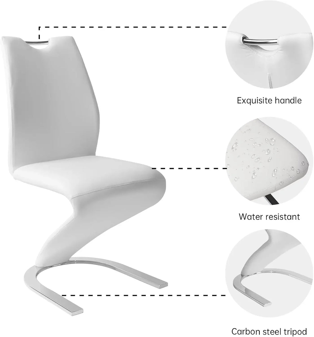 Modern Kitchen Dining Room Chairs Armless Upholstered Side Chairs Sturdy Metal Legs (4-White)