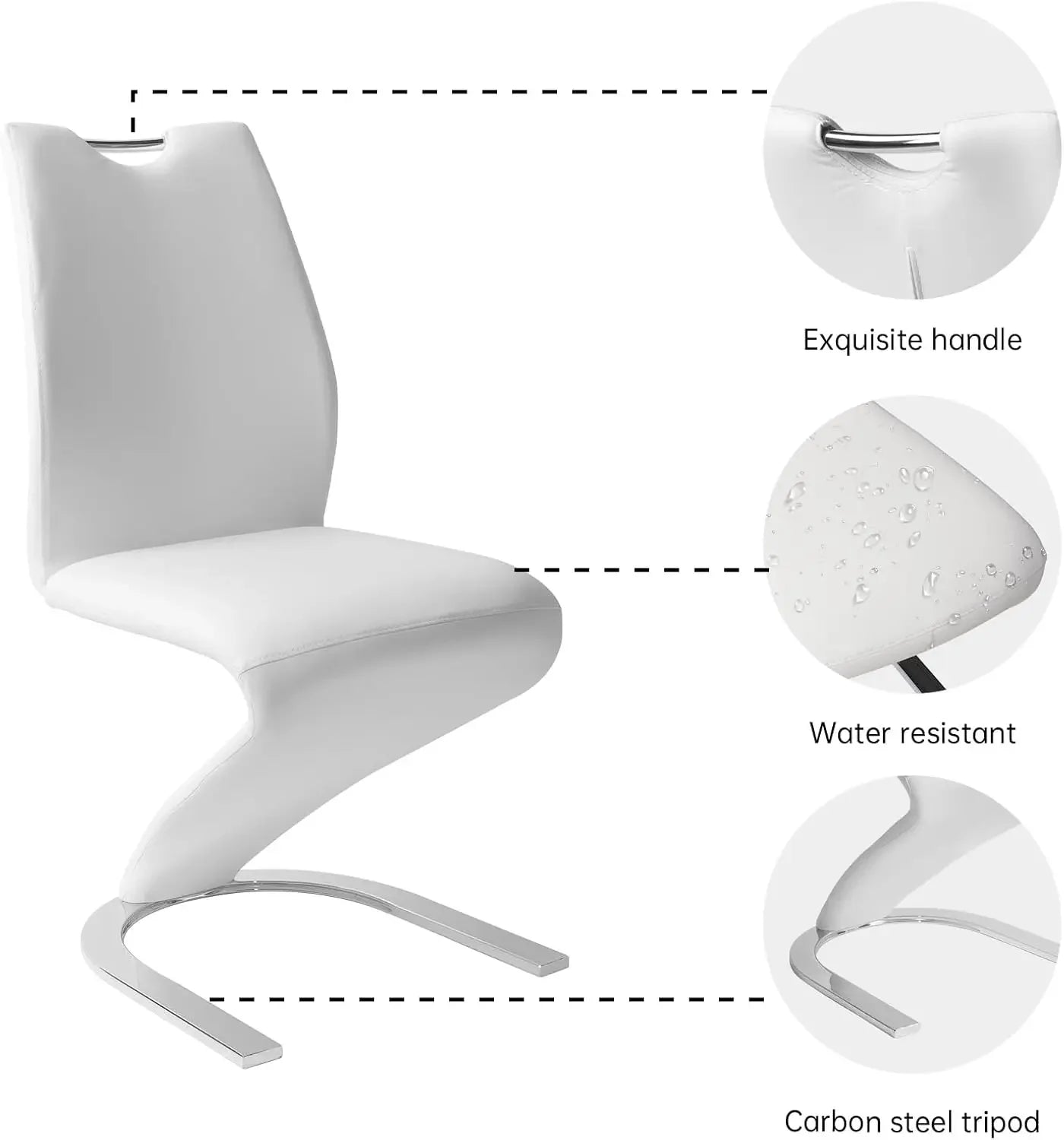 Modern Kitchen Dining Room Chairs Armless Upholstered Side Chairs Sturdy Metal Legs (4-White)