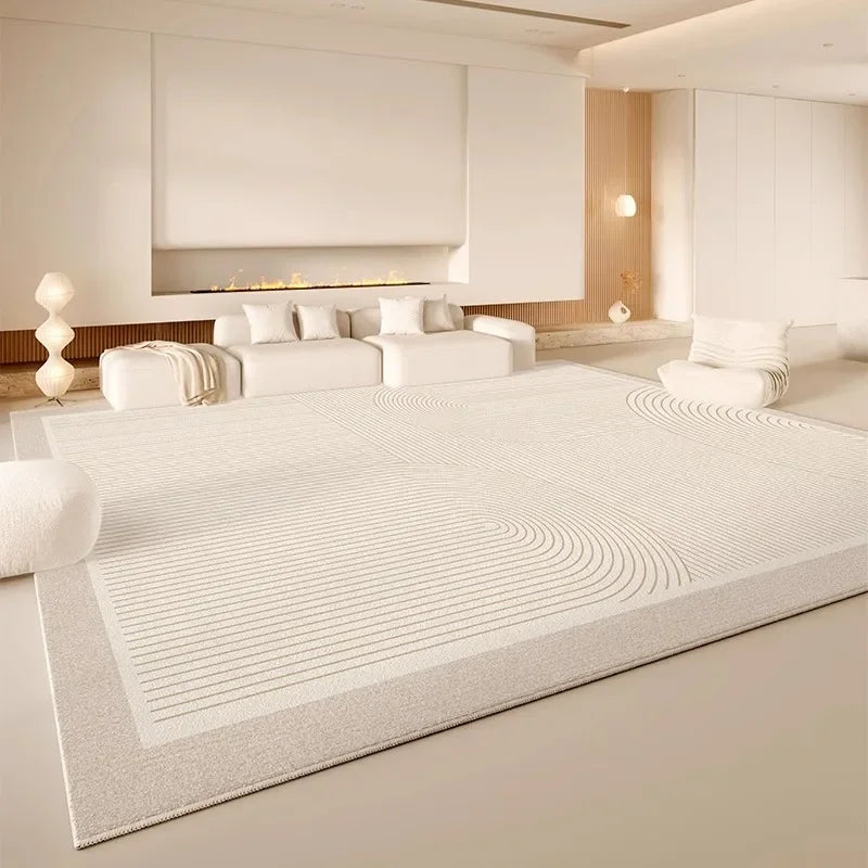 VIKAMA Minimalist Cream White Area Rug, Non-Slip Soft Living Room Carpet, Wabi-Sabi Style Floor Mat for Bedroom & Home Decor