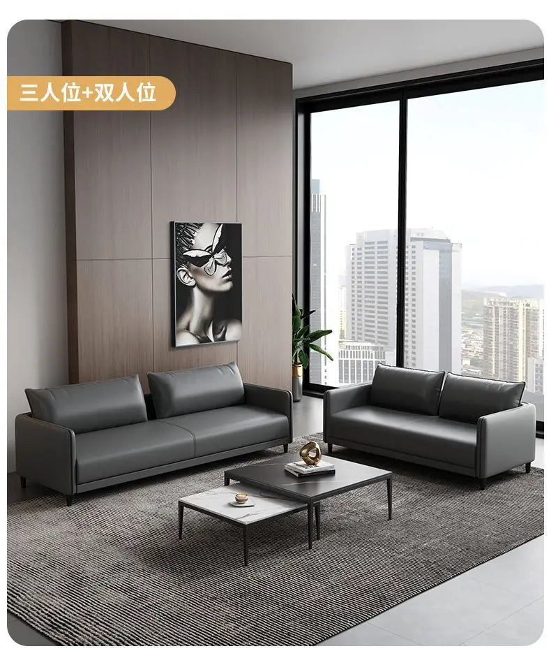 Office sofa business reception modern simple small meeting guests negotiate leather sofa office sofa coffee table combination