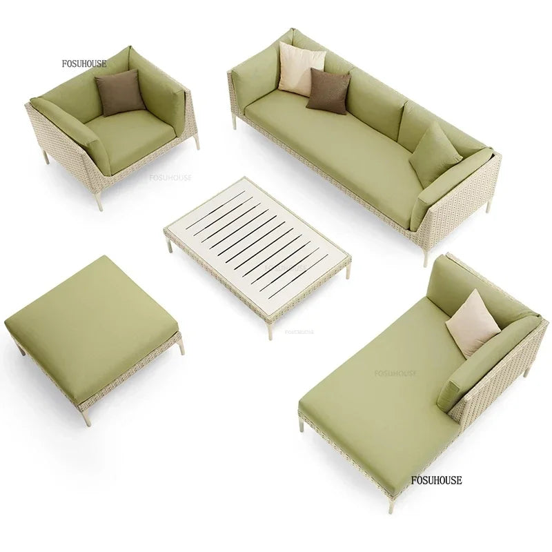 Nordic PE Rattan Outdoor Sofas Set Modern Garden Furniture Home Waterproof Sun Protection Set Leisure Patio Balcony Lounge Chair