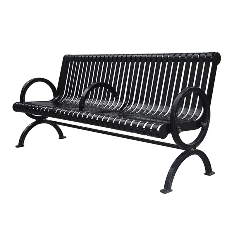 Outdoor Public Park 2 Person Steel Commercial Bench Seating Outside Garden Out Door Patio Rustic Metal Seat Bench with Back