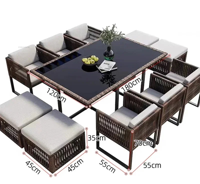 Terrace Garden Rattan Outdoor Chair Leisure Tea Table Patio Outdoor Furniture Set Outdoor Table and Chairs Garden Furniture Sets