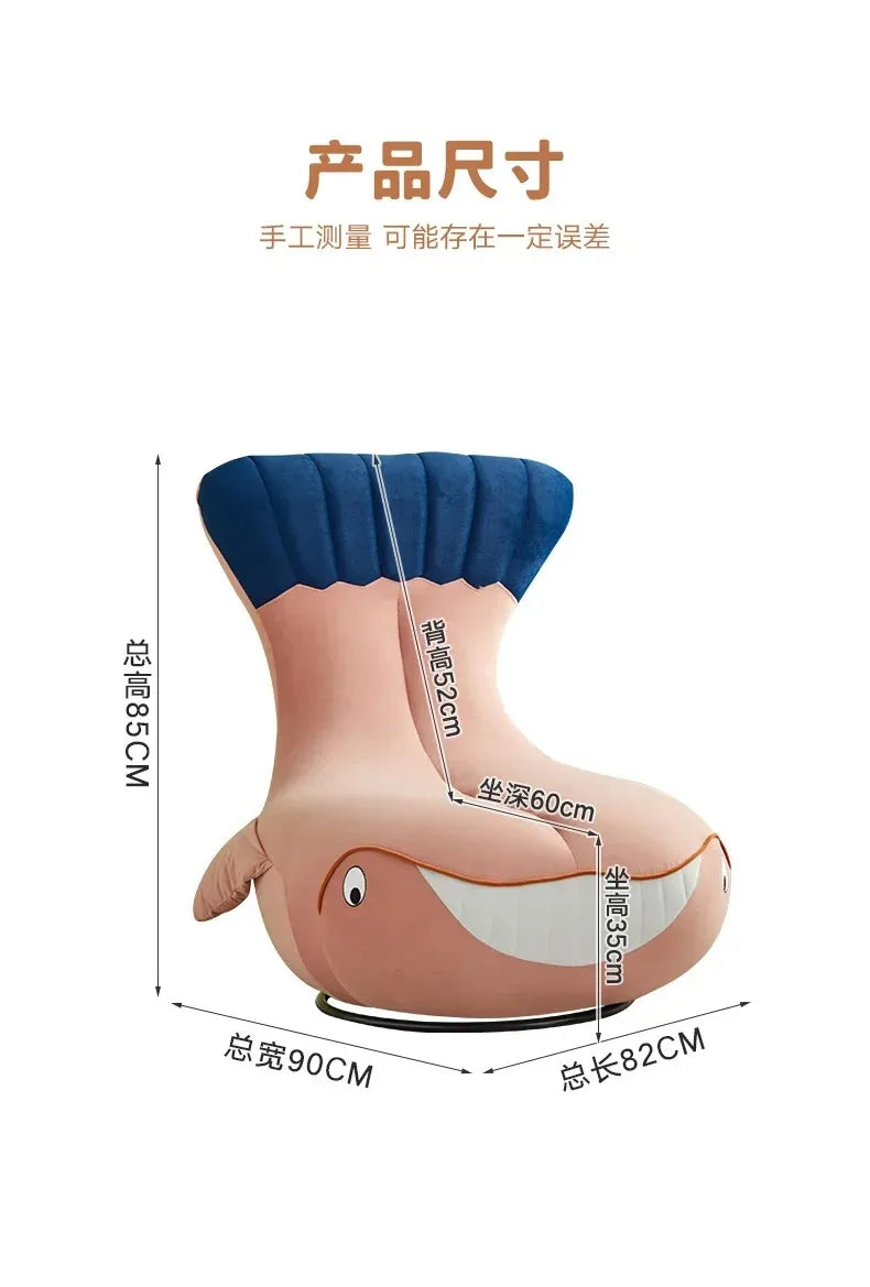 Whale Lazy Sofa Leisure Chair Flannel Rotatable Cute Shark Sofa Single Seat Chair