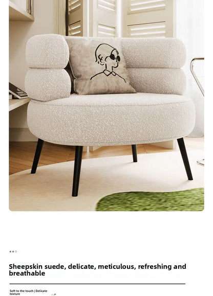 Bohemian Fluffy Accent Chair Modern Lamb Wool Lounge Chaise Plush Single Sofa for Small Space  Luxury Vanity Stool for Bedroom