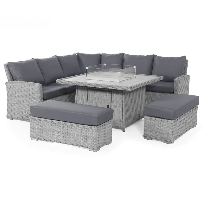 'Modern Luxury Dining Metal Aluminum Wicker Rope Sofa Garden Set With Fire Pit Outdoor Patio Furniture Set