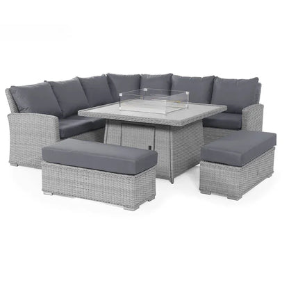 'Modern Luxury Dining Metal Aluminum Wicker Rope Sofa Garden Set With Fire Pit Outdoor Patio Furniture Set