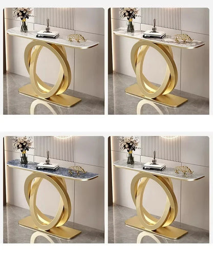 Luxurious Slate Console Tables Italian Semicircular Iron Entrance Cabinet Table Home Furniture Creative Corridor End View Desk T