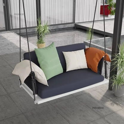 Nordic Patio Swings Indoor Balcony Hanging Basket Chair Home Single Double Rope Hanging Basket Hanging Chairs Outdoor Furniture