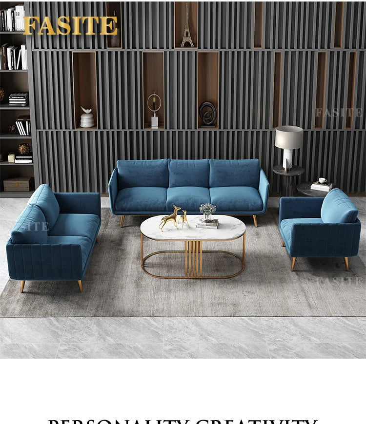 Office sofa Simple modern coffee table combination set Reception room Business meeting three-person sitting area sofa