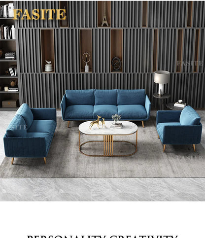 Office sofa Simple modern coffee table combination set Reception room Business meeting three-person sitting area sofa