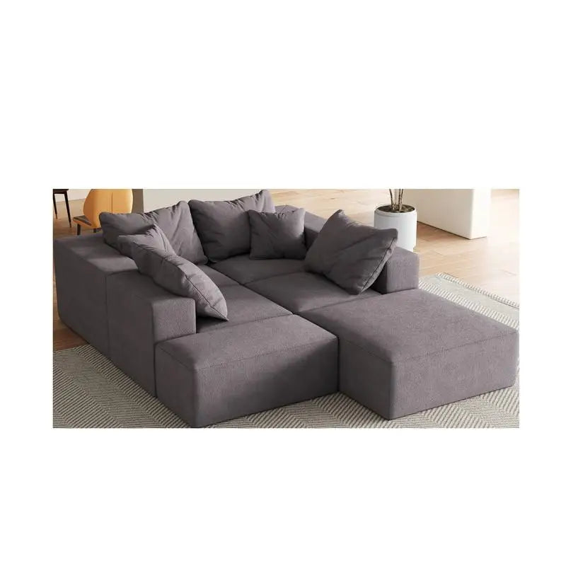 Modular 132" L-Shaped Sectional Sofa Set with 6 Pillows, Versatile Upholstered Couch for Living Room and Bedroom, Perfect for