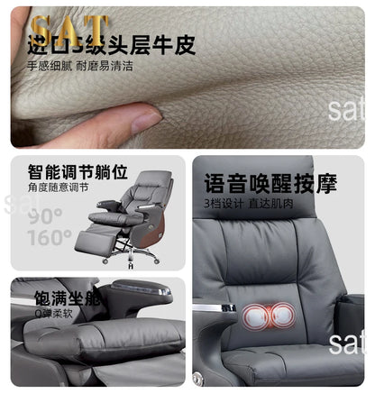 /Modern Office Chair Electric Massage Luxury Ergonomic Executive Footrest Boss Chair Comfortable Sillas De Oficina Furniture