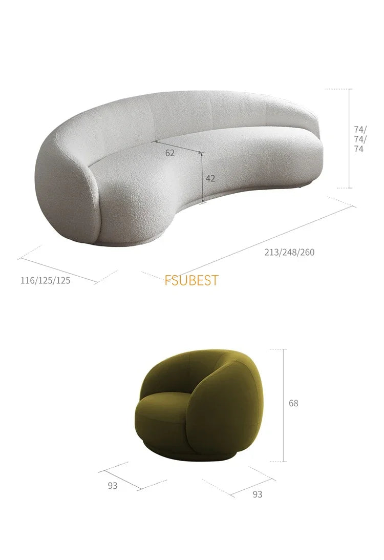 Round Teddy Sofa Lounge Nut Circle Curved Couch White Modern Sofas Chaise Lounge Nordic Style Canape  Living Room Furniture