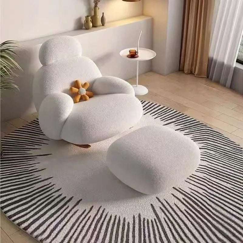 Big white Internet celebrity rocking chair lazy sofa single rocking cream living room lazy chair simple balcony bedroom