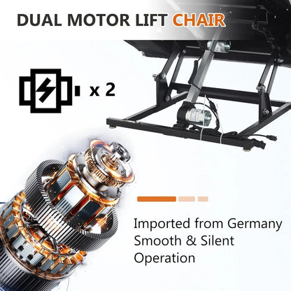 Dual Motor Power Lift Chair for Elderly with Vibration Massage and Lumbar Heating for Living Room, Electric Lay Flat Recliner