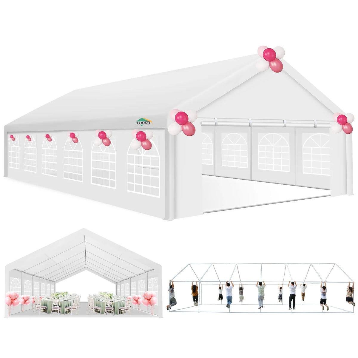 20×40FT Party Tent Heavy Duty, Wedding Tent, Event Tent for Parties, with 8 Removable Sidewalls,20×40FT Tent Carpas Para Fiestas