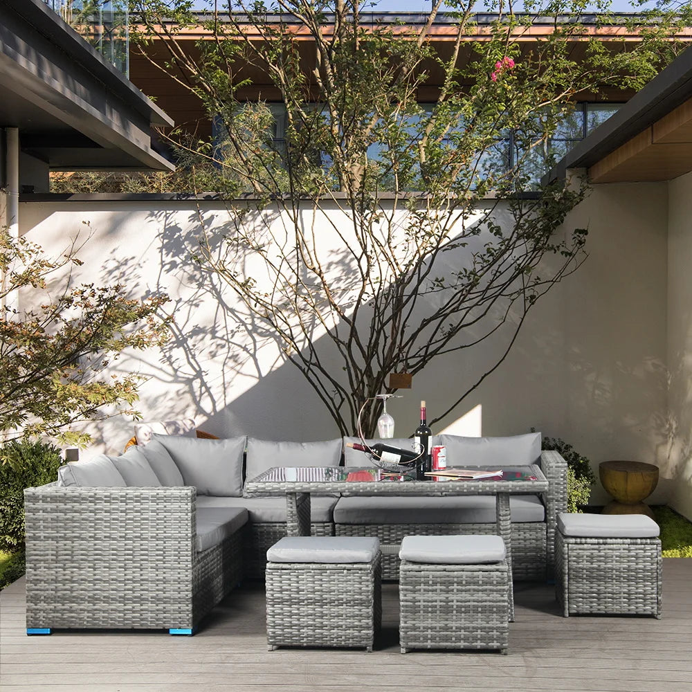 Sailing luxury outdoor rattan sofa outdoor waterproof garden corner sofa fashion wicker garden furniture