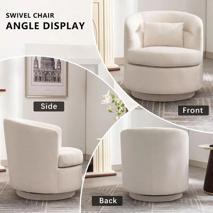 360° Swivel Barrel Chair Set 2 Comfy Upholstered Armchair with Pillow Living Room Bedroom Reading, Customized