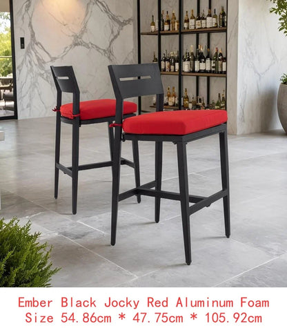 Modern Outdoor 2-Piece Swivel Bar Chairs - Aluminum Frame, 360° Swivel, Ergonomic Backrest, Tapered Legs, Sunbrella Cushion,