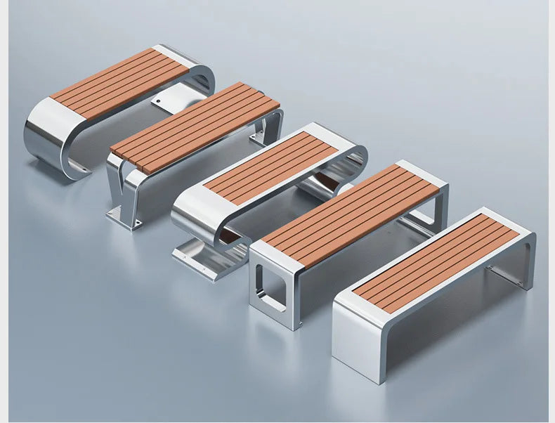 Banc de Patio Anti-Corrosion en acier inoxydable 304, haute qualité, 1.5mm d'épaisseur, mobilier d'extérieur moderne pour salle de sport, centre commercial, supermarché