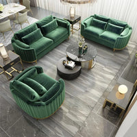 Luxury Couch Living Room Furniture Curved Vanity Home Fabric Sofa Set Gold Stainless Steel Leg Upholstery Velvet Sofas