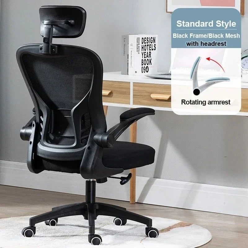 Adjustable Lumbar Support Home Desk Chairs with Armrests Students Study Computer Chair Office Mesh Swivel Chair with Wheels