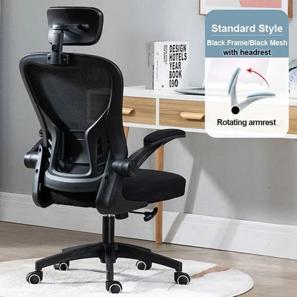 Adjustable Lumbar Support Home Desk Chairs with Armrests Students Study Computer Chair Office Mesh Swivel Chair with Wheels