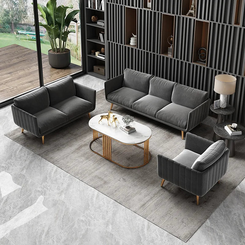Office sofa Simple modern coffee table combination set Reception room Business meeting three-person sitting area sofa