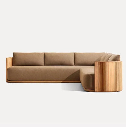 nvModern Simple Courtyard Villa Garden Outdoor Waterproof Sunscreen Anticorrosive Durable Teak Sofa Outdoor Furniture&