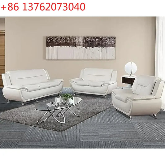 3-Piece Modern Living Room Furniture Set Leather Sofa Loveseat Armchair Cream Ergonomic Design Durable Wood Frame Easy-to-Clean