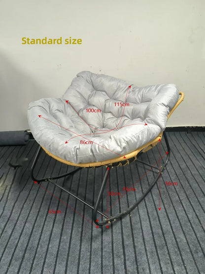 PE Rattan Weave Rocking Chair Lie Down or Sleep Lunch Break Chair Living Room Balcony Chaise Longue Adult Kid Recliner Lazy Sofa