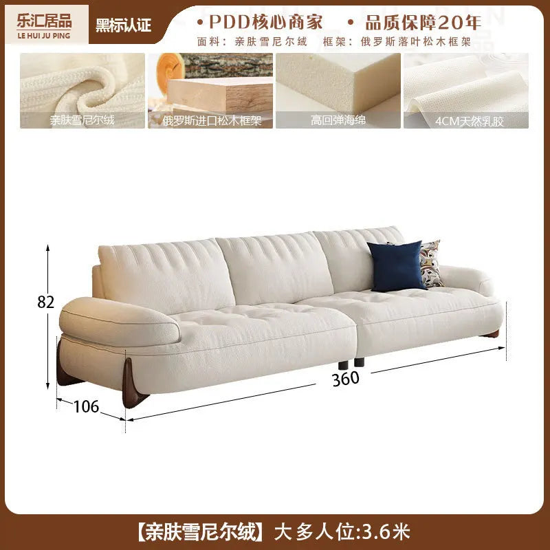 Cream style fabric sofa, modern light luxury living room small apartment sofa, cat claw cloth