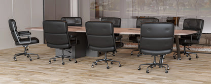 Ergonomic Office Chair Genuine Leather with Aluminum Arms and Wheels for Support Rolling Swivel Business Executive Office Chair