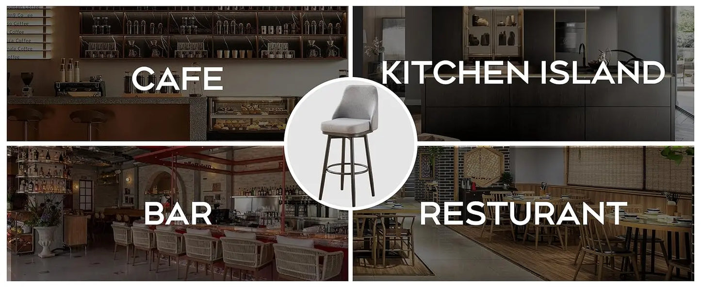 2PCS Chenille  Adjustable Height Swivel Bar Stools with Back, Modern Tall Barstools For Kitchen Island, Dining Room, Cafe