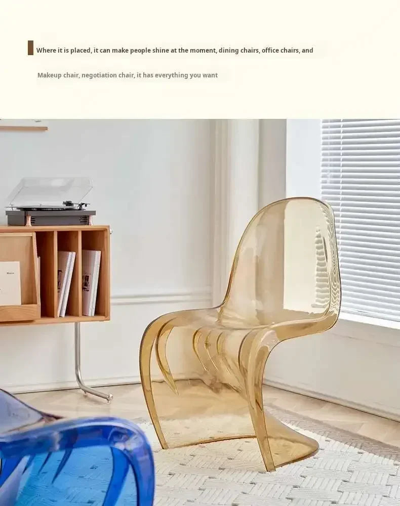 Transparent Plastic Chair Living Room Relax Backrest Waiting Cafe Chair Hotel Acrylic Design Dining Stool Nordic Furniture